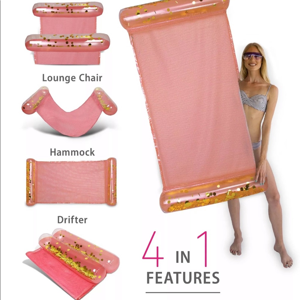 Poza rose gold confetti luxury pool hammock float